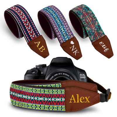 Art Tribute Custom Camera Strap California Weave- Add Your Text and We Make It Especially For You Get Your Own Personalized Gift Camera Strap, No Shipping Cost!