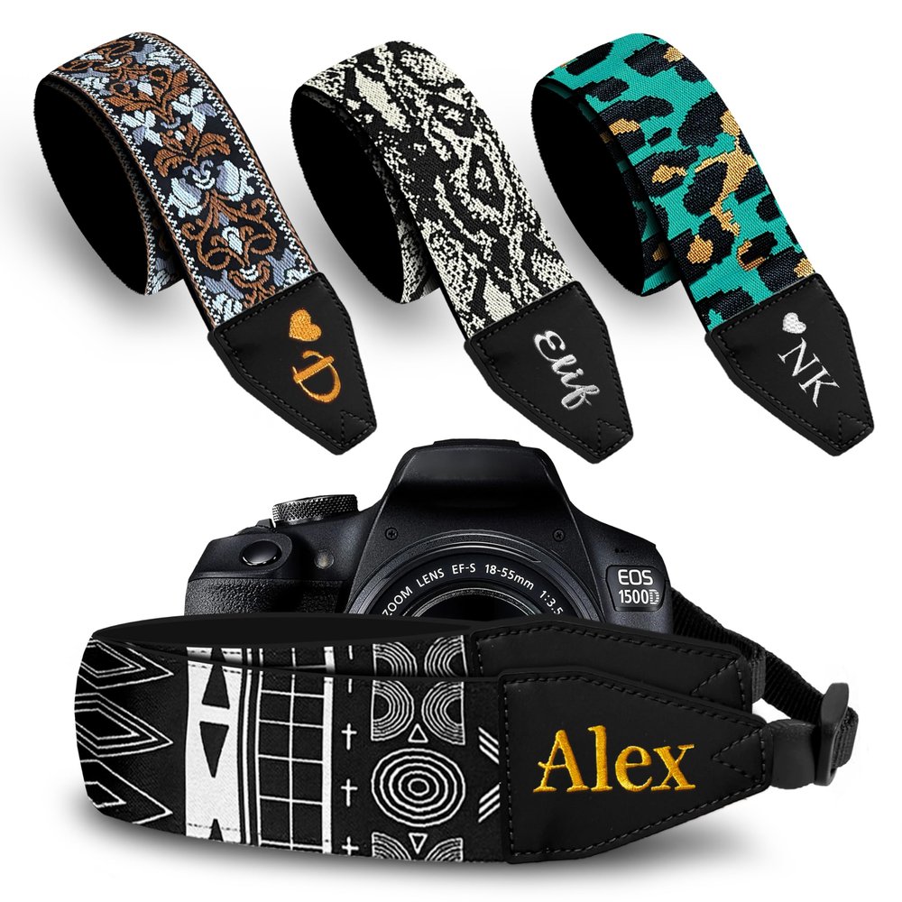 Art Tribute Custom Camera Strap Black & White - Add Your Text and We Make It Especially For You Get Your Own Personalized Gift Camera Strap, No Shipping Cost!