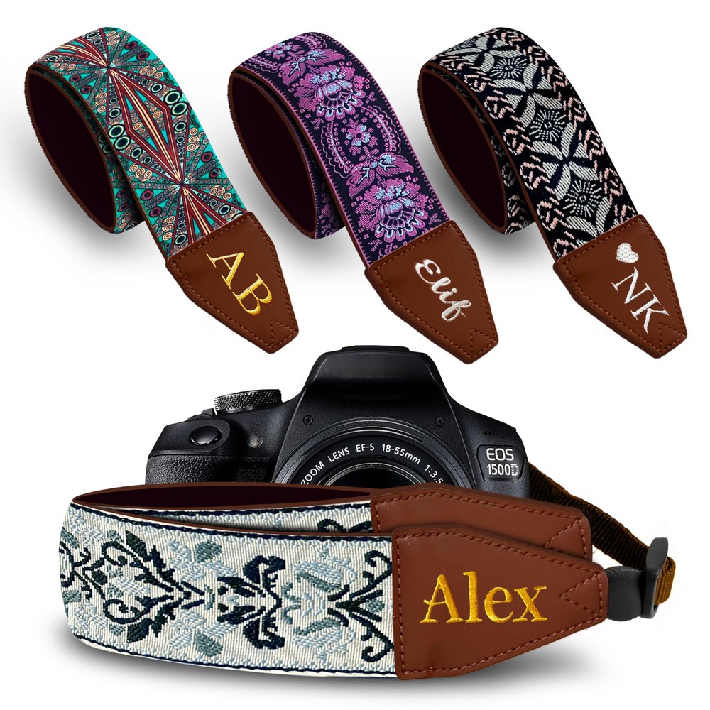 Art Tribute Custom Retro White Camera Strap - Add Your Text and We Make It Especially For You Get Your Own Personalized Gift Camera Strap, No Shipping Cost!