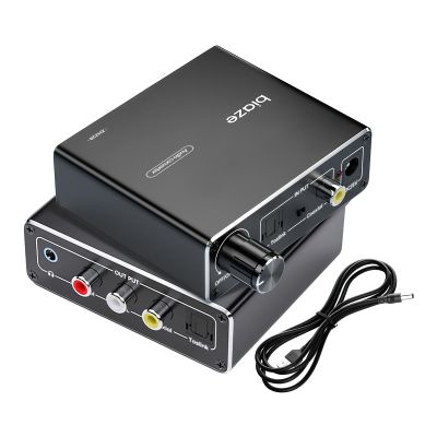 192KHz Digital to Analog Audio Converter, Upgrade Volume Adjustable DAC Digital SPDIF Optical to Analog L/R RCA Converter Toslink Optical to 3.5mm Jack Adapter for HDTV, DVD, Blu-Ray Players(1 Pack)