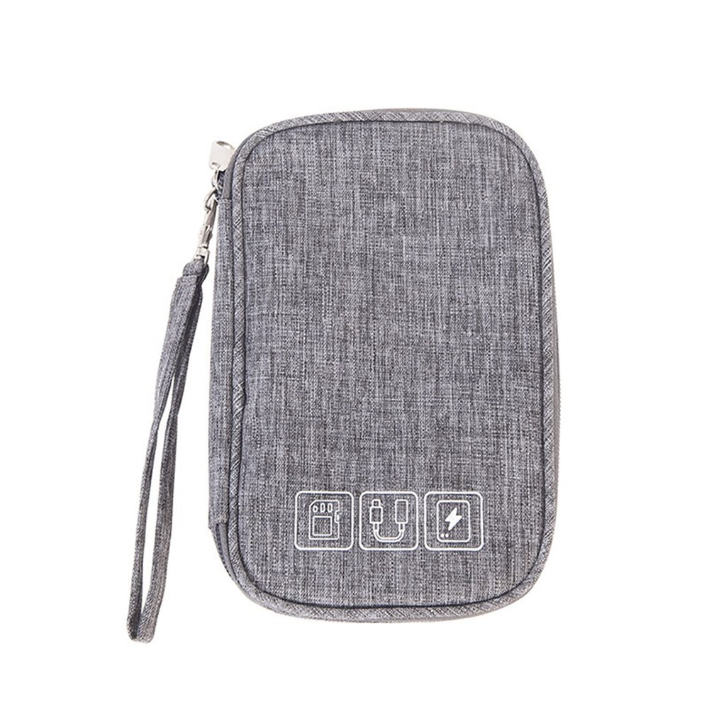 equlup Electronics Organizer, Soft Cationic Fabric Electronic Accessories CarryCase Metal Zipper Mesh Pocket Cable Organizer Bag for Travel Business Office (Grey)