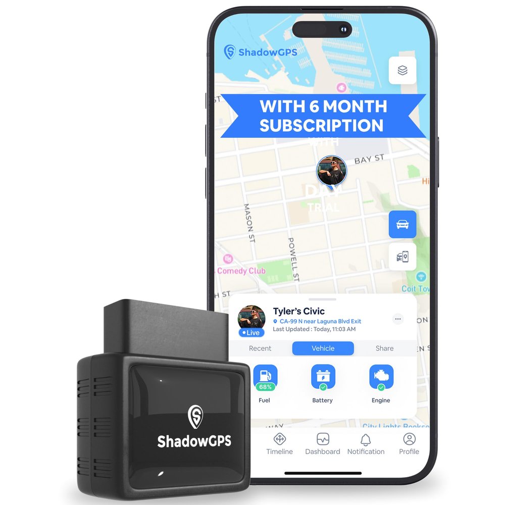Real-Time OBD2 GPS Car Tracker $12/Month with 6 Prepaid Months Plug & Play Device for Families, Teens & Businesses with Trip History, Driving Alerts & GeoFence Accurate, Easy Setup
