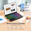 Baisla iPad 9th Generation Case with Keyboard 10.2" (2021), 360 Rotatable with Trackpad & Rainbow Backlit, iPad Keyboard case for 9th/8th/7th, iPad Air 3, iPad Pro 10.5 (Matte Black) view 3