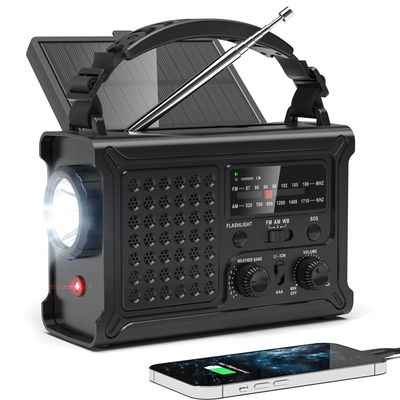 NOAA Emergency Weather Radio, 12000mAh Portable AM/FM, Hand Crank & Solar