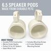 6.5"/6" Wakeboard Tower Speaker Enclosures  Pair of Marine-Grade Pods for Boat, UTV, ATV, Golf Cart  Fits 6 and 6.5 Inch Speakers  Waterproof & Durable Mounts (White, 6.5"/6") view 2