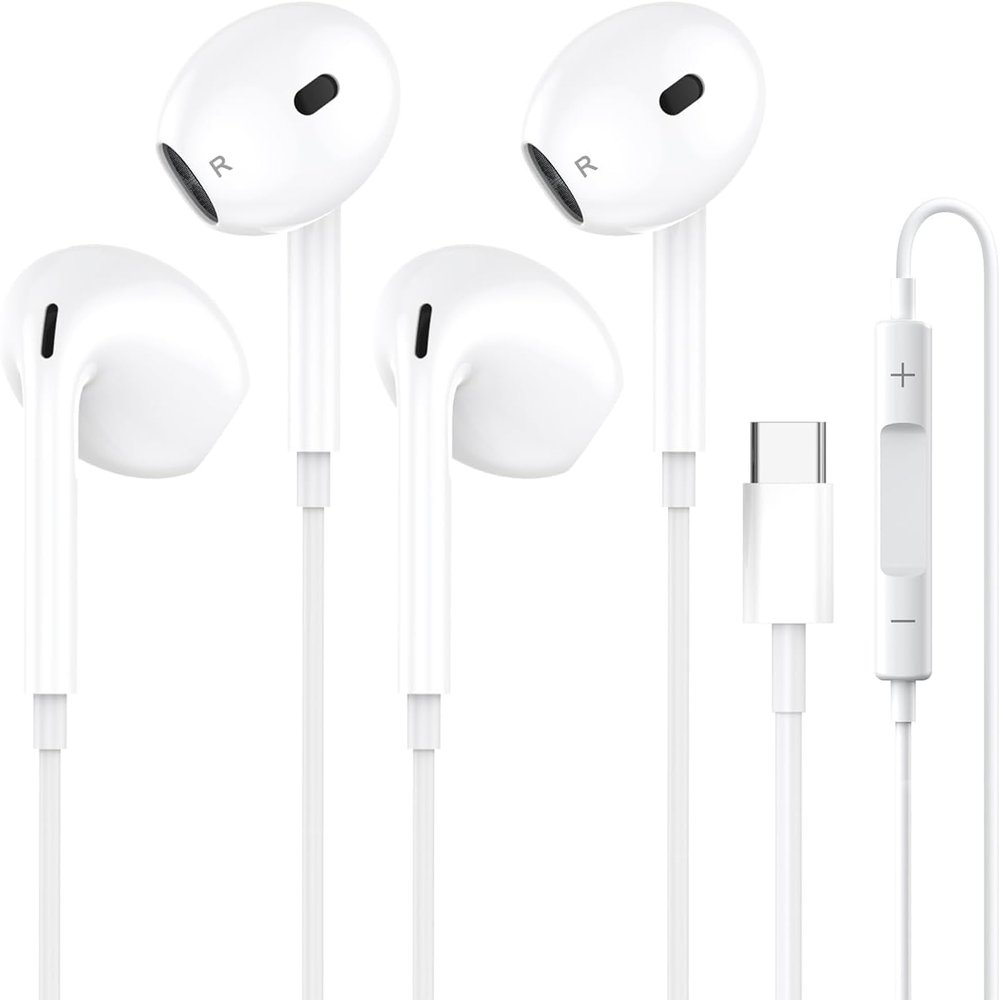 2 Packs USB C Headphones Wired for iPhone 16, Type C Earbuds Earphones with & Volume Control, HiFi Stereo Noise Earbuds Wired for Samsung Galaxy S24/S23/S22/S21/S20 Ultra