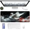 Swan Gaming Mouse Pad, Mouse Pad 40x20in, Large Desk Mat with Non-Slip Rubber Base, Office Desk Accessories, Large Extended Gaming Keyboard Mat, Big Mousepad for Computer Gamer Office, White W-9603 view 2