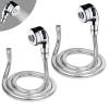 2Sets Silver Shampoo Bowl Hose and Sprayer - 1/4" Nut, Stainless Steel Sink Hose Attachment, Professional Salon Sink Hose and Sprayer for Salon Sink, Salon Shampoo Bowl view 1
