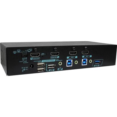 Rextron HDMI 1.4 KVM Switch for 2 Computers 2 Monitors, Full-Frame PBP (Vertical and Horizontal Modes), 4K@30Hz, EDID Management, HDCP 1.4 Compliant, Mouse Roaming, Hotkey Controls, MBAG-312