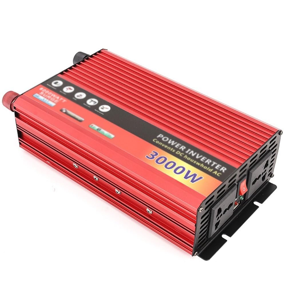 3000W Power Inverter, DC 12V/24V to 220V AC, 2 AC Outlets & 1 USB Port, Portable Converter for RV, Truck, Camper, Outdoor Use, High Efficiency 220V Inverter
