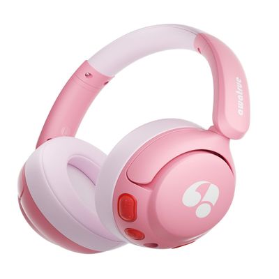 awatrue Kids Bluetooth Headphones, 85dB Volume Limiter, Foldable Wireless Over-Ear Headphones for iPad, Travel, 75H Playtime, Bluetooth 5.4, Built-in Mic, Pink