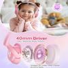 awatrue Kids Bluetooth Headphones, 85dB Volume Limiter, Foldable Wireless Over-Ear Headphones for iPad, Travel, 75H Playtime, Bluetooth 5.4, Built-in Mic, Pink view 2