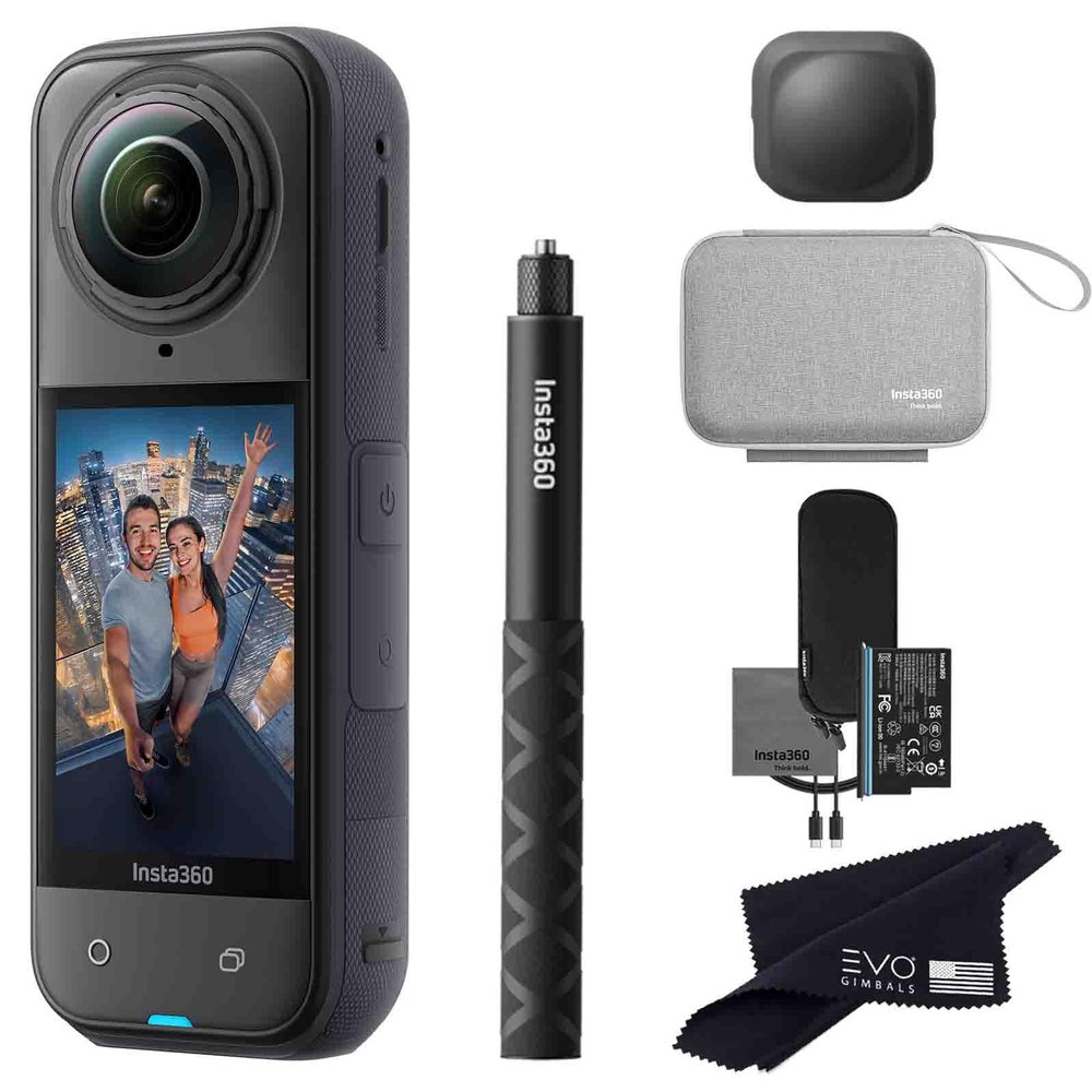Insta360 X5 Travel Bundle-8K Waterproof 360 Action Camera with 1/1.28" 48MP Sensors, 8K 360 HDR Video, 72MP 360 Photo, 4K Single-Lens |Bundle Includes Travel Case, Selfie Stick, Lens Cap