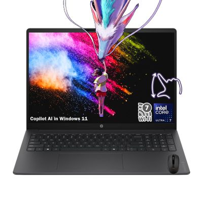 HP OmniBook 16" 2K Touchscreen Laptop | Intel Core Ultra 7 255U (Beats i9-10880H) | 16GB RAM | 512GB SSD | Intel Integrated Graphics | Win 11 | Fast Charge | Wi-Fi 7 | W/Mouse