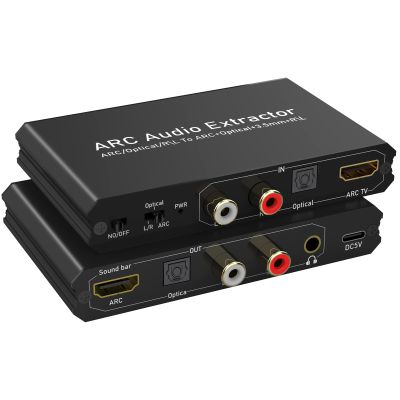 Tendak 192KHz ARC Audio Extractor, Digital Audio Extractor Converter, HDMI ARC + Optical + RCA L/R to HDMI + Optical + RCA L/R + 3.5mm Stereo for HDTV Soundbar Amplifier Speaker Headphones