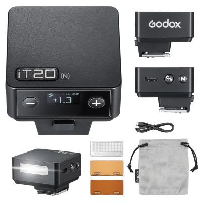 Godox iT20 N TTL Mini Flash - iT20N Camera Flash for Nikon Upgraded IM20 7.4V 300mAh 700+ Flashes 1.5s Recycle Hot Shoe Flash with Magnetic Diffuser/Color Filter Accessories for Nikon Cameras