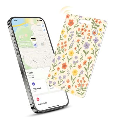 Wallet Tracker Card (iOS Only), Rechargeable Bluetooth Smart Tracking for Apple Find My Compatible Anti Tracker for Men Women Slim Item Locator for Purse Passport Key Luggage Tag (1Pcs/White FLR)