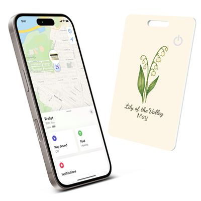 Wallet Tracker Card (iOS Only), Rechargeable Bluetooth Smart Tracking for Apple Find My Compatible Anti Tracker for Men Women Slim Item Locator for Purse Passport Key Luggage Tag (1Pcs/May FLR)