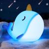 OkiyiD Blue Narwhal Night Light, Cute Squishy Silicone Lamp, Dimmable Touch Control Narwhal Gifts for Boys Girls, Ocean Animal Nursery Lamp for Birthday Christmas Decor view 1