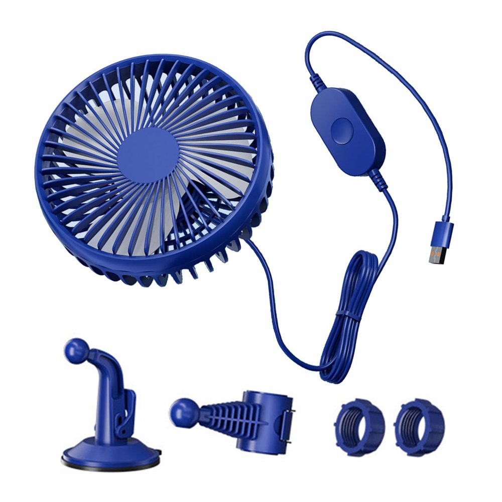 360 Rotatable USB Powereds Desk Fan With Suction Base And Chair Mount 3 Speeds Portable For Car Truck Tent Home Office Car Truck Tent Fan