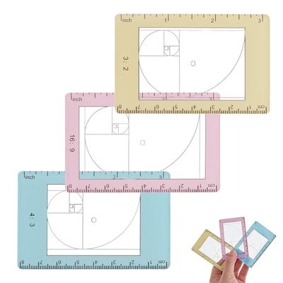 DELORIGIN 3 Sizes Photo Composition View Finder Tool Portable Golden Spiral Viewfinder Acrylic View Finder Rule for Photography Painters Artists Landscape Catcher Portrait Photography