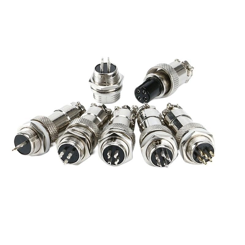 VCALDGFZ 1 Set Aviation Plug and Socket GX12-2/3/4/5/6/7P 12MM Square Flange DF12 Series Aviation Column Connector(1Set 4Pin)