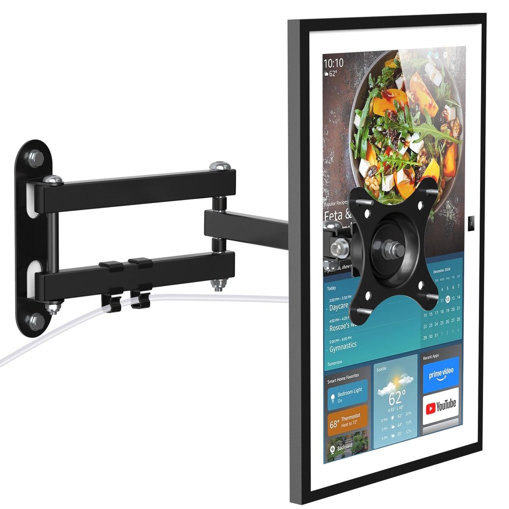 PlusAcc Wall Mount for Show 21 & Show 15 & 13-27 Inch Monitors TVs, Adjustable Full Motion Mounting Shelf with 17" Extension Arm, Rotation Swivel Tilt Wall Stand Bracket, Hold Up to 33lbs (Black)