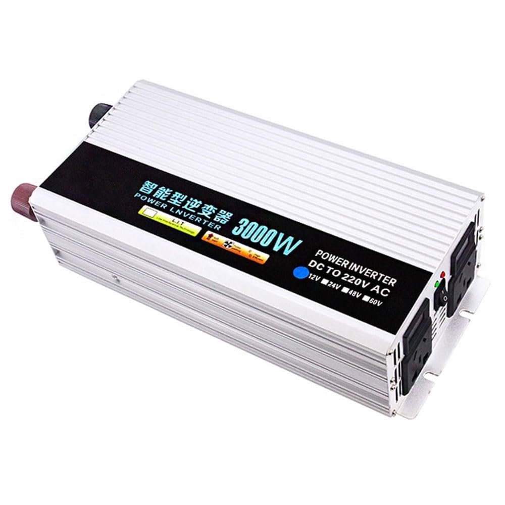 1000W 1500W Pure Sine Wave Inverter, 12V 24V to 220V AC, 3000W Peak Power, Dual AC Outlets, Ideal for Home, Car, Truck & Camping Use (24V-220V, 3000W)
