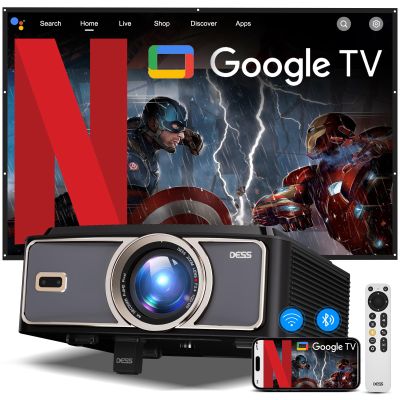 1500 ANSI 4K Decoding Projector with WiFi and Bluetooth, DESS Movie Home Theater Projector With Auto Focus & Keystone, Hidden Adjustable E-Bracket,Outdoor Proyector With Official Built-in Apps,C5 Pro