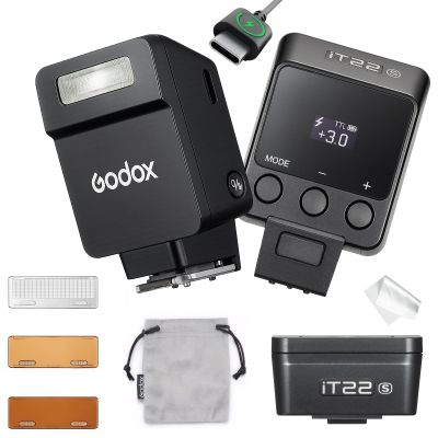 Godox iT22 S iT22S Mini TTL Flash for Sony,700 Full Flash,1.5s Recycling,Hot Shoe Triggering,USB-C Charging, with Magnetic Diffuser & Filter -Black (IT22 S (Black))