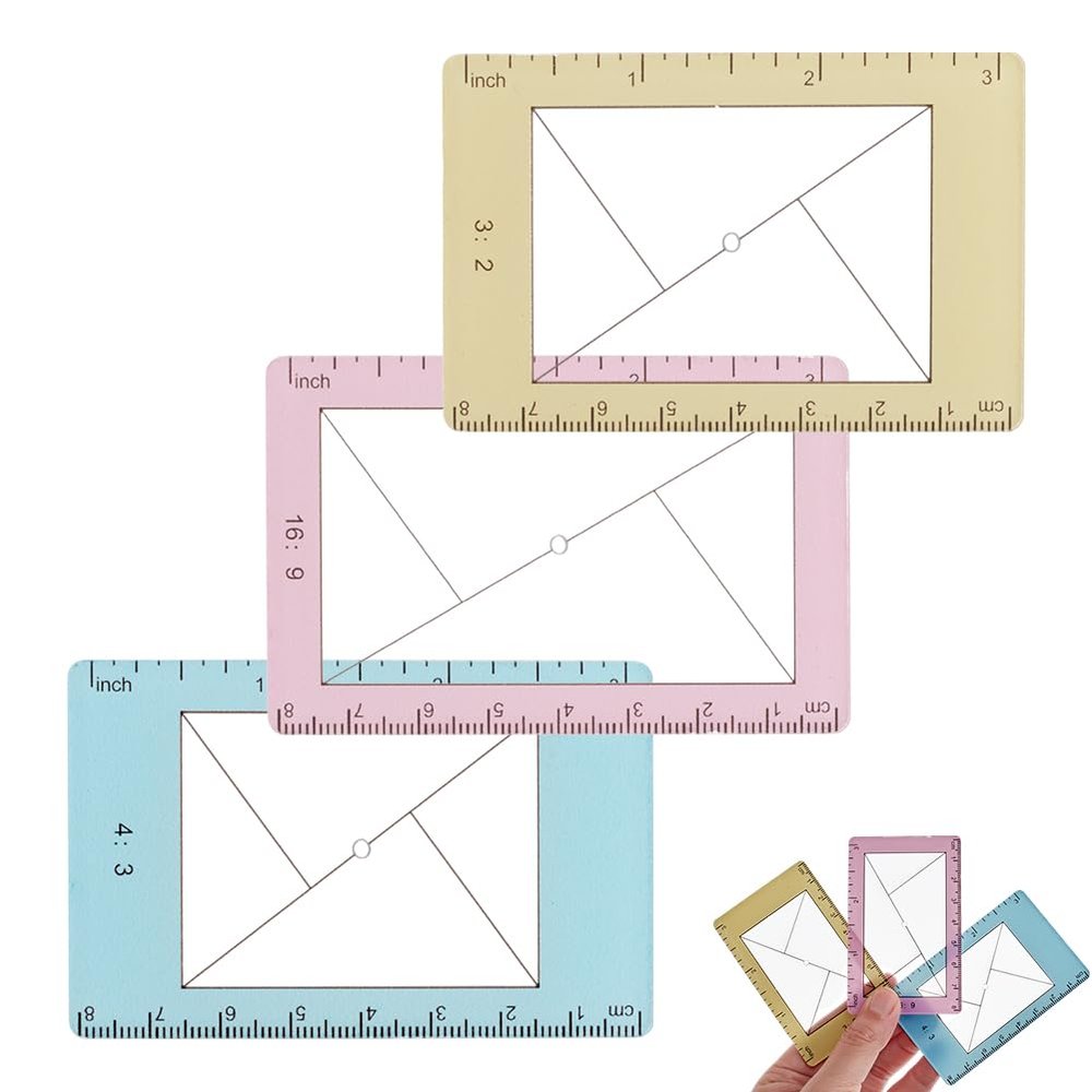 DELORIGIN 3 Sizes Photo Composition View Finder Tool Portable Golden Triangle Viewfinder Acrylic View Finder Rule for Photography Painters Artists Landscape Catcher Portrait Photography