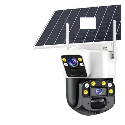 TWSYOXPR Solar Camera 4G Sim Card CCTV 4G Solar CCTV Dual Lens Dual Screen Auto Tracking External 4G Sim Security Camera(4G Cam with 32G SD)