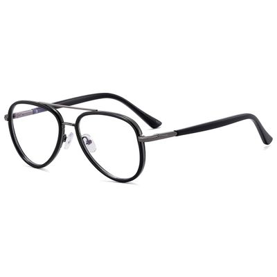 weiyuchen Male Big Glasses Frame Clear Lens Anti Blue Light Vintage Glasses Tr90 Ultralight Half Metal Eyewear (matte black frame)
