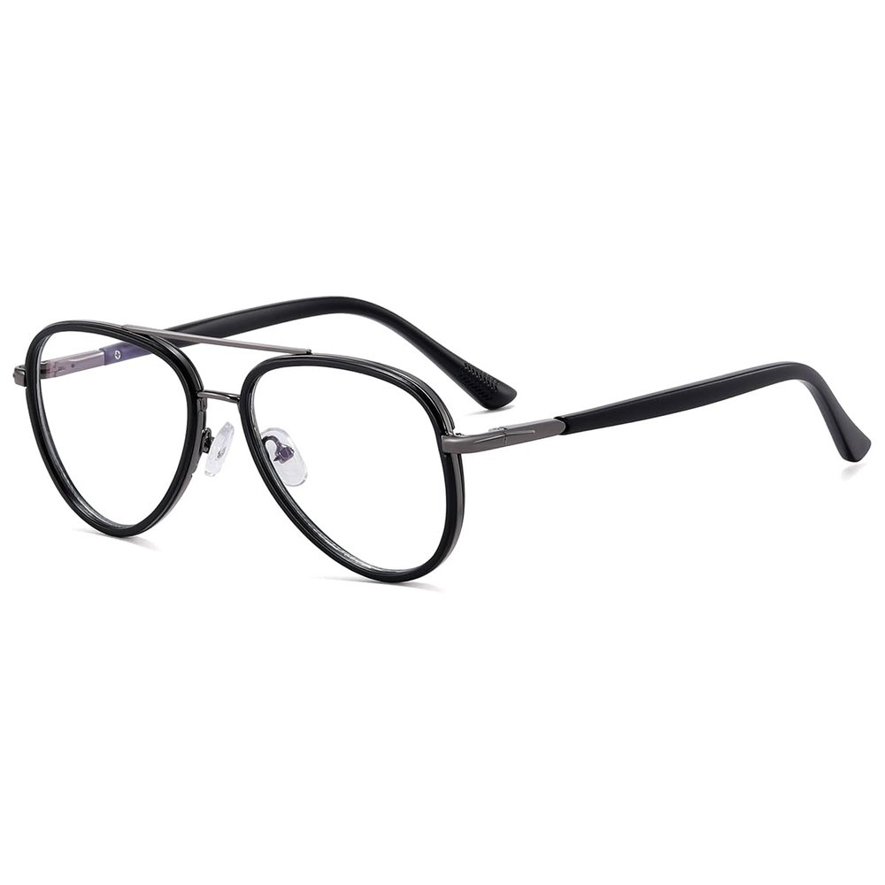 weiyuchen Male Big Glasses Frame Clear Lens Anti Blue Light Vintage Glasses Tr90 Ultralight Half Metal Eyewear (matte black frame)