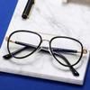 weiyuchen Male Big Glasses Frame Clear Lens Anti Blue Light Vintage Glasses Tr90 Ultralight Half Metal Eyewear (matte black frame) view 3