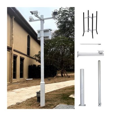 Detachable Surveillance Post Mount, Universal Surveillance Camera Pole Post for Garage/Mall, 2 2.5 3 3.5 4 4.5 5 6 M Floor Holder Stand Mount(B White,4.5 m/14.8 ft (3 Sections))