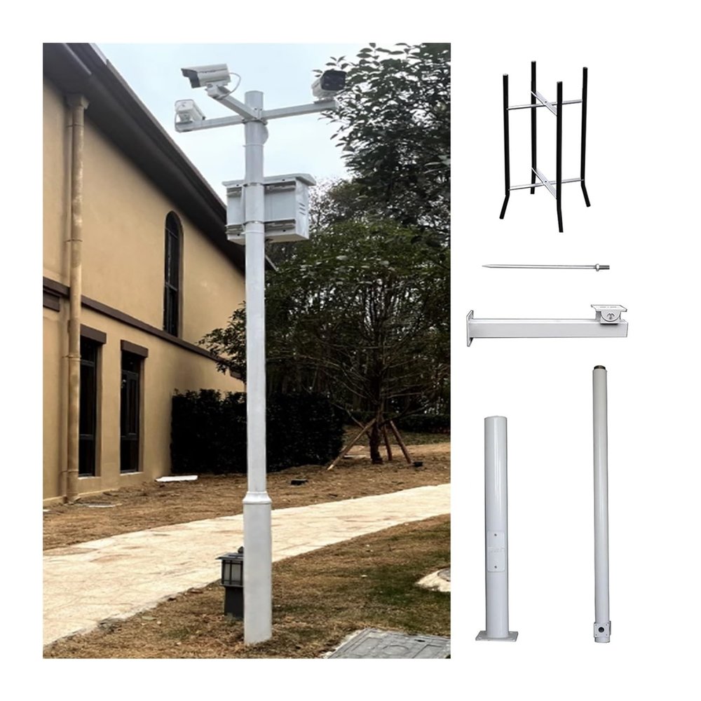 Detachable Surveillance Post Mount, Universal Surveillance Camera Pole Post for Garage/Mall, 2 2.5 3 3.5 4 4.5 5 6 M Floor Holder Stand Mount(B White,4.5 m/14.8 ft (3 Sections))