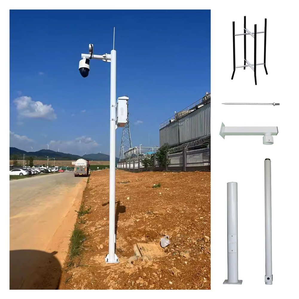Detachable Surveillance Post Mount, Universal Surveillance Camera Pole Post for Garage/Mall, 2 2.5 3 3.5 4 4.5 5 6 M Floor Holder Stand Mount(C White,6 m/19.7 ft (3 Sections))