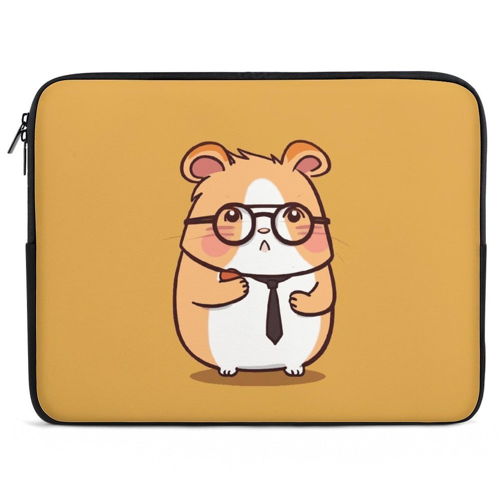 Cute Hamster Wearing Glasses Laptop Sleeve Case 15inch, Shockproof Protective Case, 10-17 Inch Computer Sleeve, Water Resistant Laptop Briefcase for Men Women Compatible with Macbook Air/Notebook/Tabl