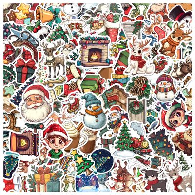 108Pcs Stickers Pack with Festive Holiday Design for Kids Teens Decorations Scrapbooking DIY Winter Themed Party Supplies Vinyl Waterproof Laptop Water Bottles Journals