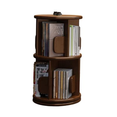 FENOKD Rotatable Solid Wood, 2-Tier CD Rack for Bedroom, Living Room, Library - Space-Saving & Practical Storage Solution, Stylish Home Dcor. (2 Tier 40x40x67cm)