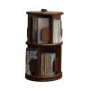 FENOKD Rotatable Solid Wood, 2-Tier CD Rack for Bedroom, Living Room, Library - Space-Saving & Practical Storage Solution, Stylish Home Dcor. (2 Tier 40x40x67cm) view 1