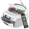 KLIM CD Player & Cassette Tape Player, Bluetooth Boombox, AM/FM Radio, Stereo Sound, Remote, CD and Cassette Combo, Tape Recording, USB Drive, AUX, AC/DC Powered - White view 1