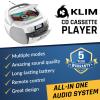 KLIM CD Player & Cassette Tape Player, Bluetooth Boombox, AM/FM Radio, Stereo Sound, Remote, CD and Cassette Combo, Tape Recording, USB Drive, AUX, AC/DC Powered - White view 2