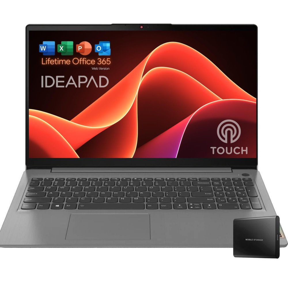 Lenovo 15.6" FHD Touchscreen IdeaPad 3i - Office 365 for The Web - Intel Core i3-12GB RAM - 256GB Storage - HDMI - Windows 11 w/o Earbuds