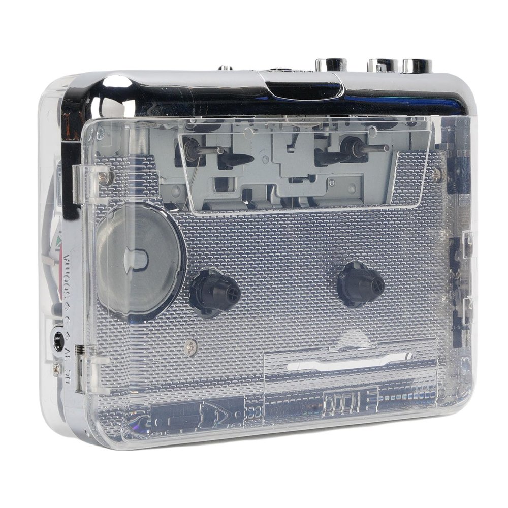 PUSOKEI Cassette Player, Cassette to MP3 Converter - Auto Reverse Stereo Sound USB - C PC Connection Dual Power Noise Canceling Headphones