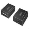 DIGITUS USB 2.0 Over Ethernet Extender - 4 Port USB-A Hub - 150m Range with Cat 6 Network Cable - 480Mbps - Black view 1