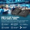 DIGITUS USB 2.0 Over Ethernet Extender - 4 Port USB-A Hub - 150m Range with Cat 6 Network Cable - 480Mbps - Black view 2