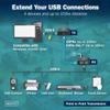 DIGITUS USB 2.0 Over Ethernet Extender - 4 Port USB-A Hub - 150m Range with Cat 6 Network Cable - 480Mbps - Black view 3