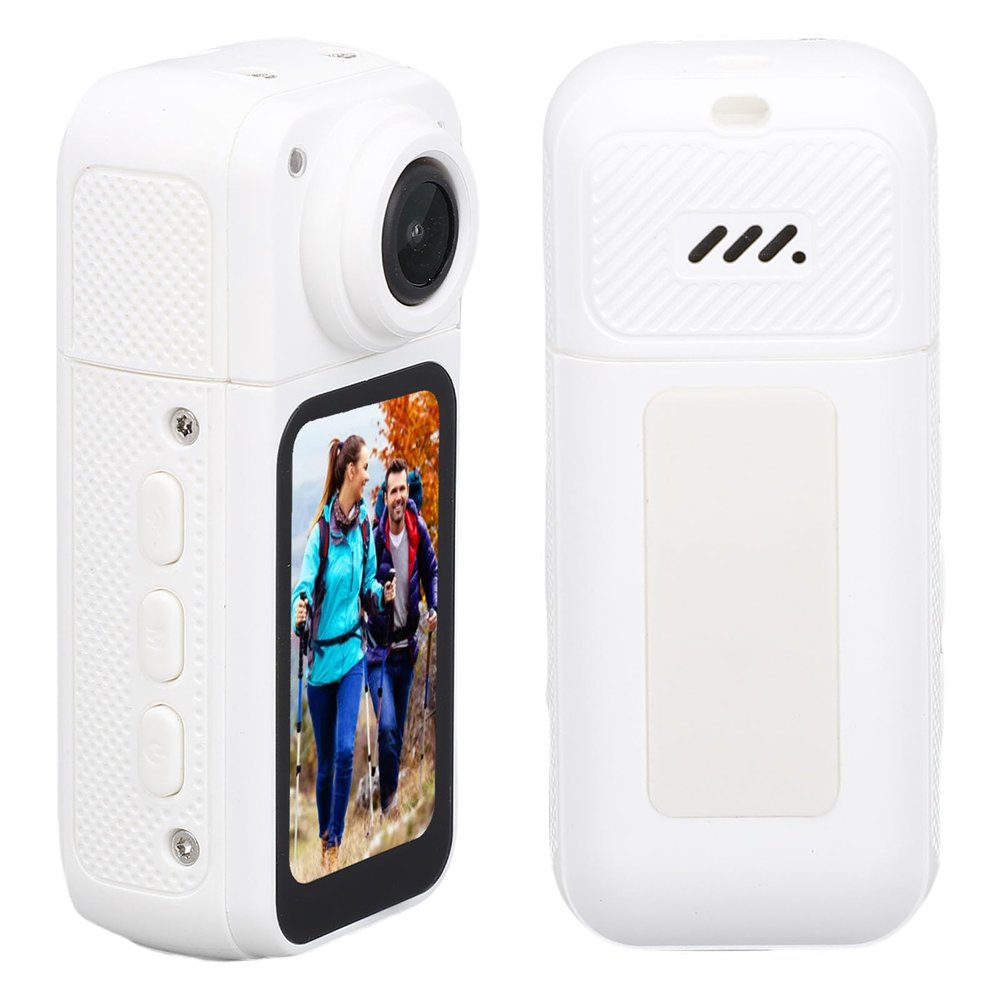 YUEHISY Mini Body Camera, Thumb Sized Wearable Action Camera, 2.7K Ultra HD 180 Adjustable Lens with WiFi APP Control, for Pet, Travel, Sports (White)